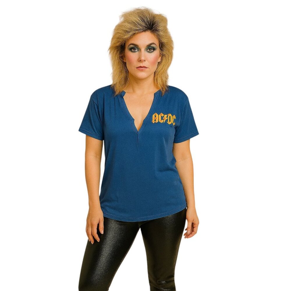 AC DC Band T Shirt Tee Top Distressed Blue WOMAN'S WOMAN'S Large